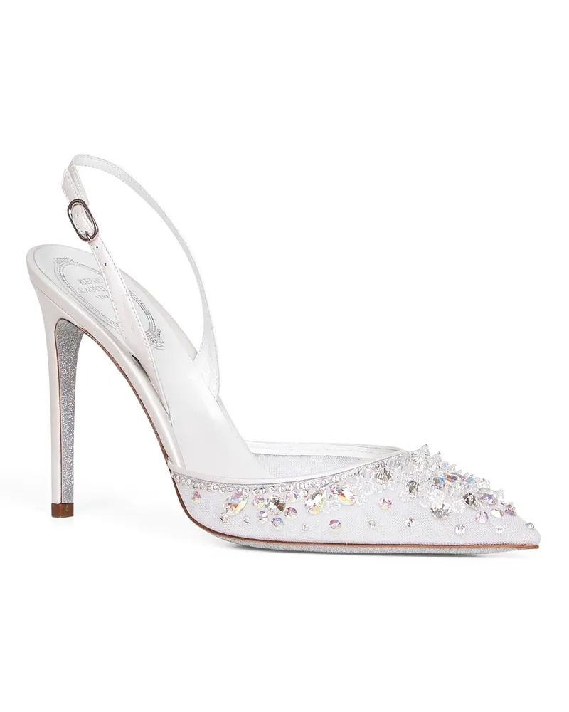 René Caovilla Women's Crystal-Embellished Cinderella Slingback Pumps White Glass-Other Materials Glass/other High Heel Shoes White
