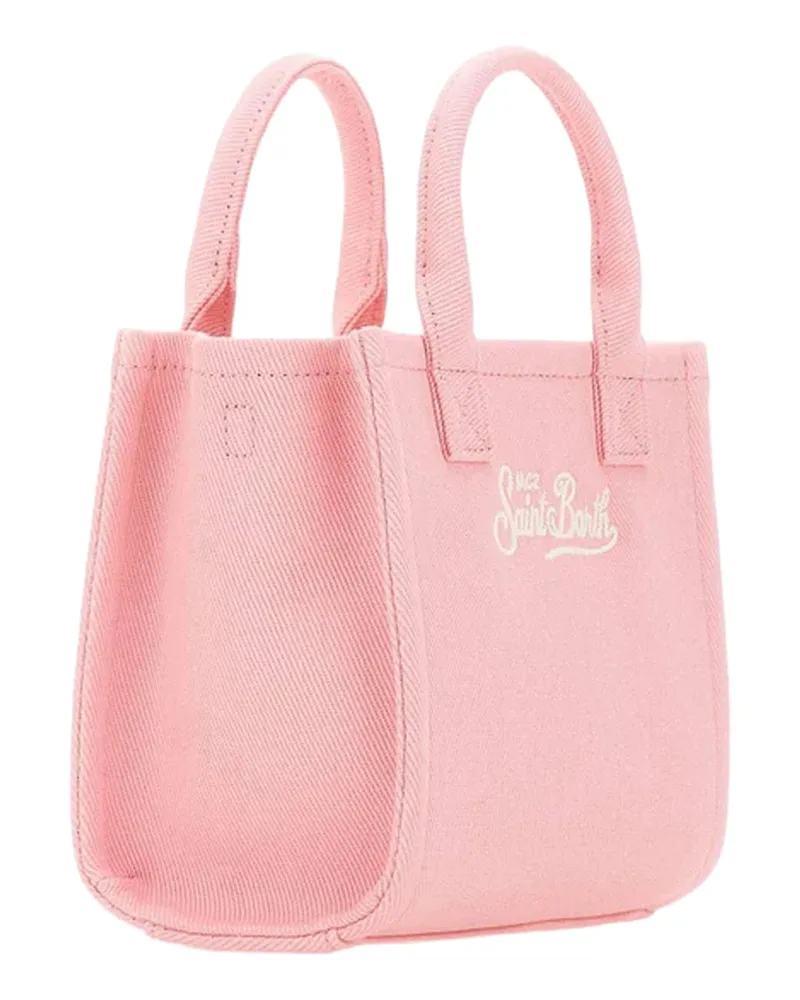 MC2 Saint Barth Women's Handbag Vanity Mini Pink Canvas Cotton Handbags Hand Bags Pink