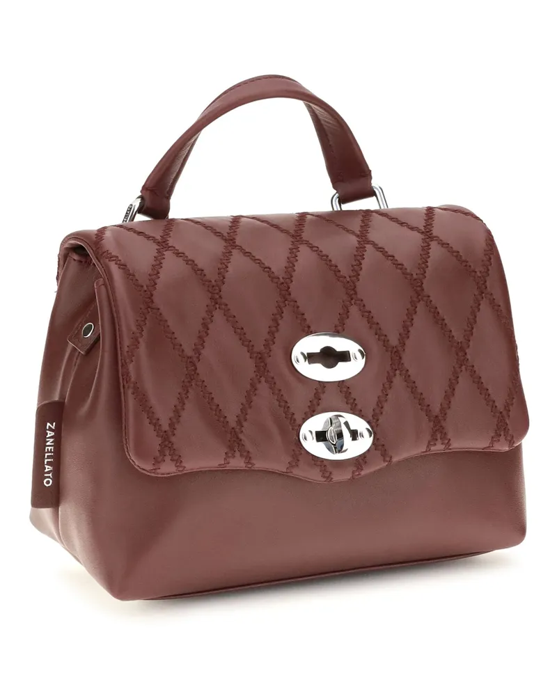 Zanellato Women's Mini Postina Tramè Leather Top Handle Bag Red Palio Di Siena Calf Bos Taurus Shoulder Hand Red