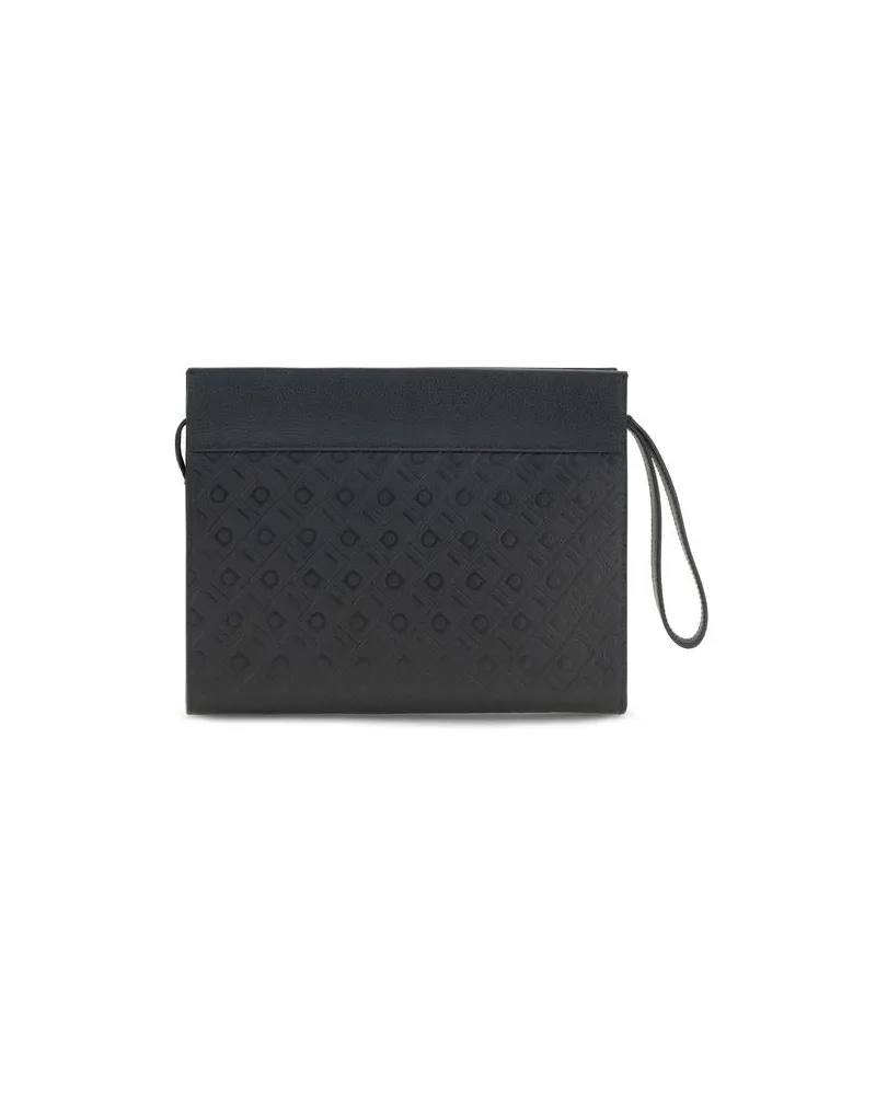 Ferragamo Men's Black Calf Leather Bos Taurus Shoulder Bag Black