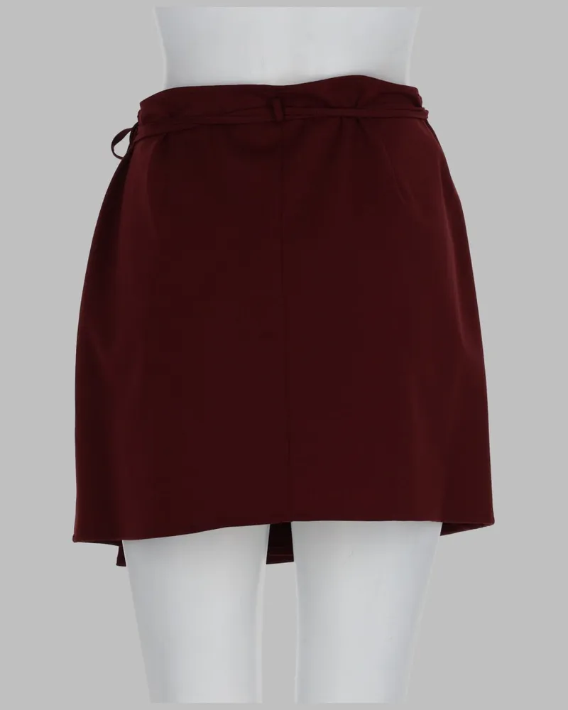 ALYSI Wrap Virgin Wool Blend Skirt — Red Red