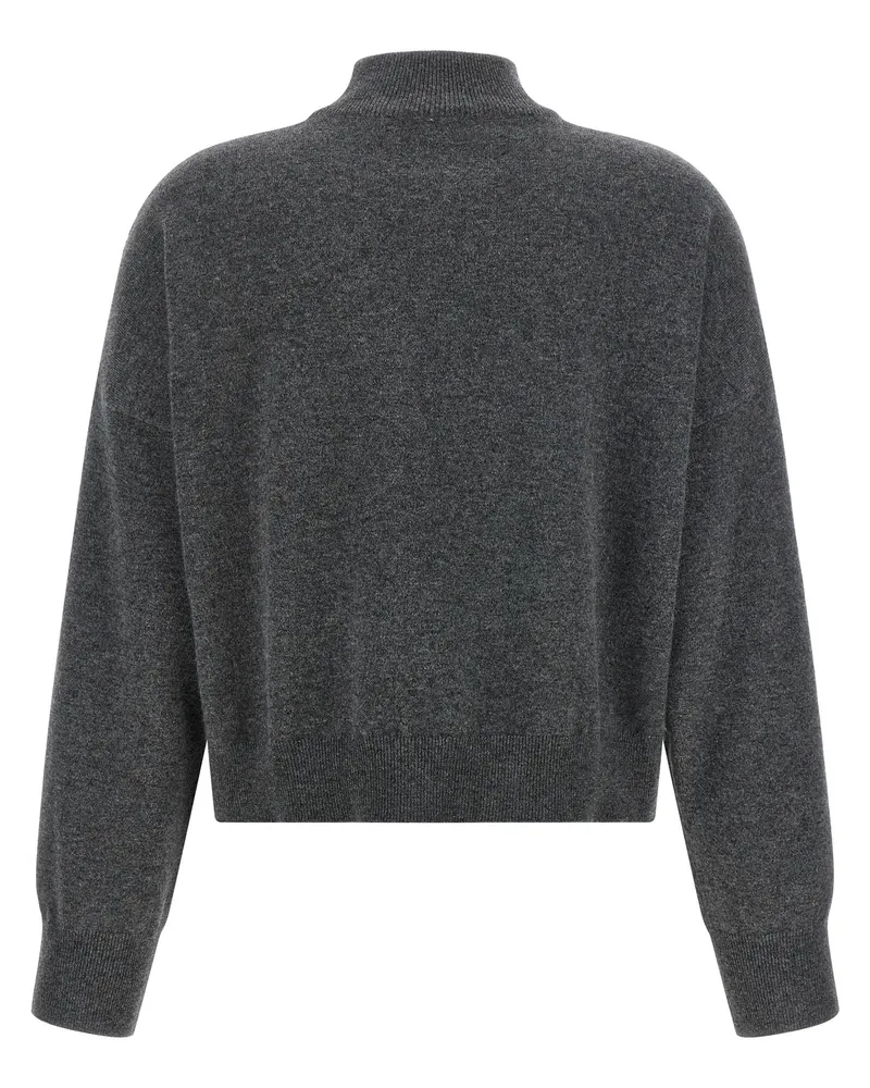 Brunello Cucinelli Sequin-Embellished Cashmere Sweater — Charcoal Charcoal