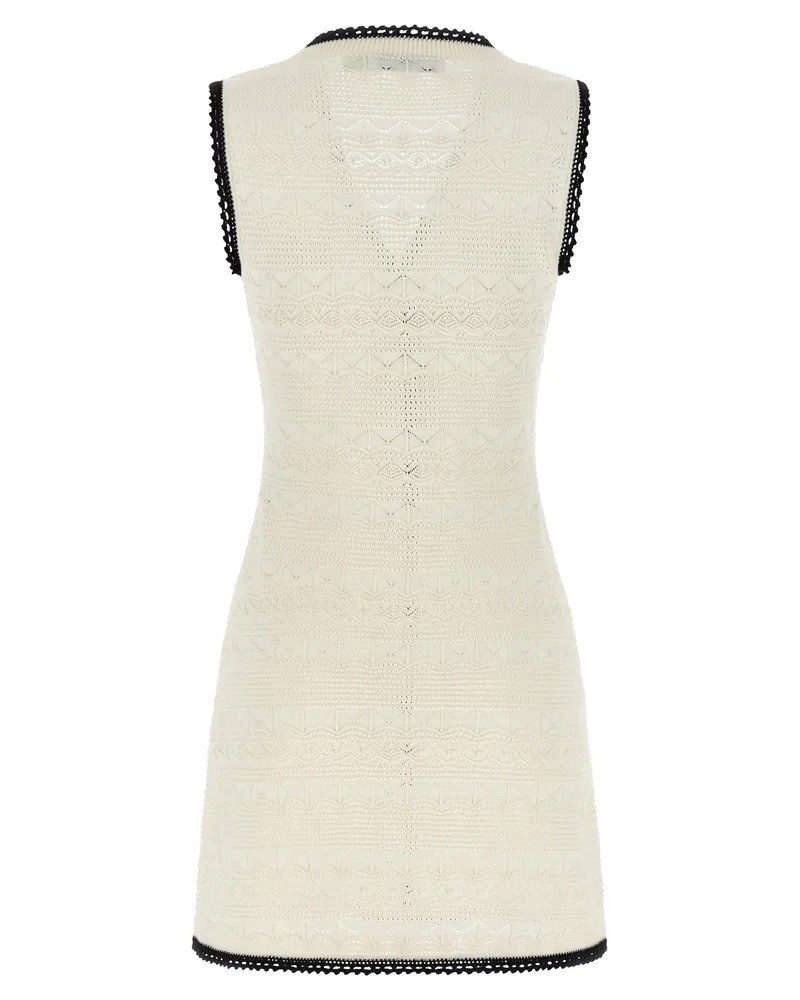 Self-Portrait Women's Bicolor Cotton Short Dress White