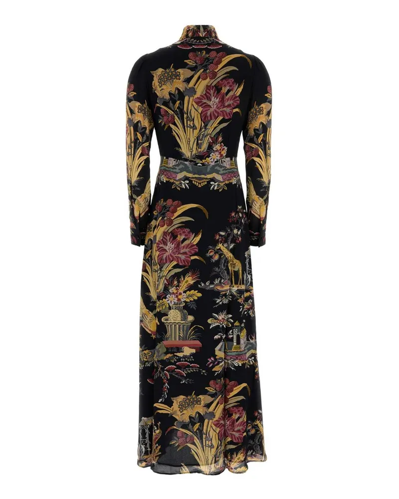 Etro Printed Crepe Dress — Black Black