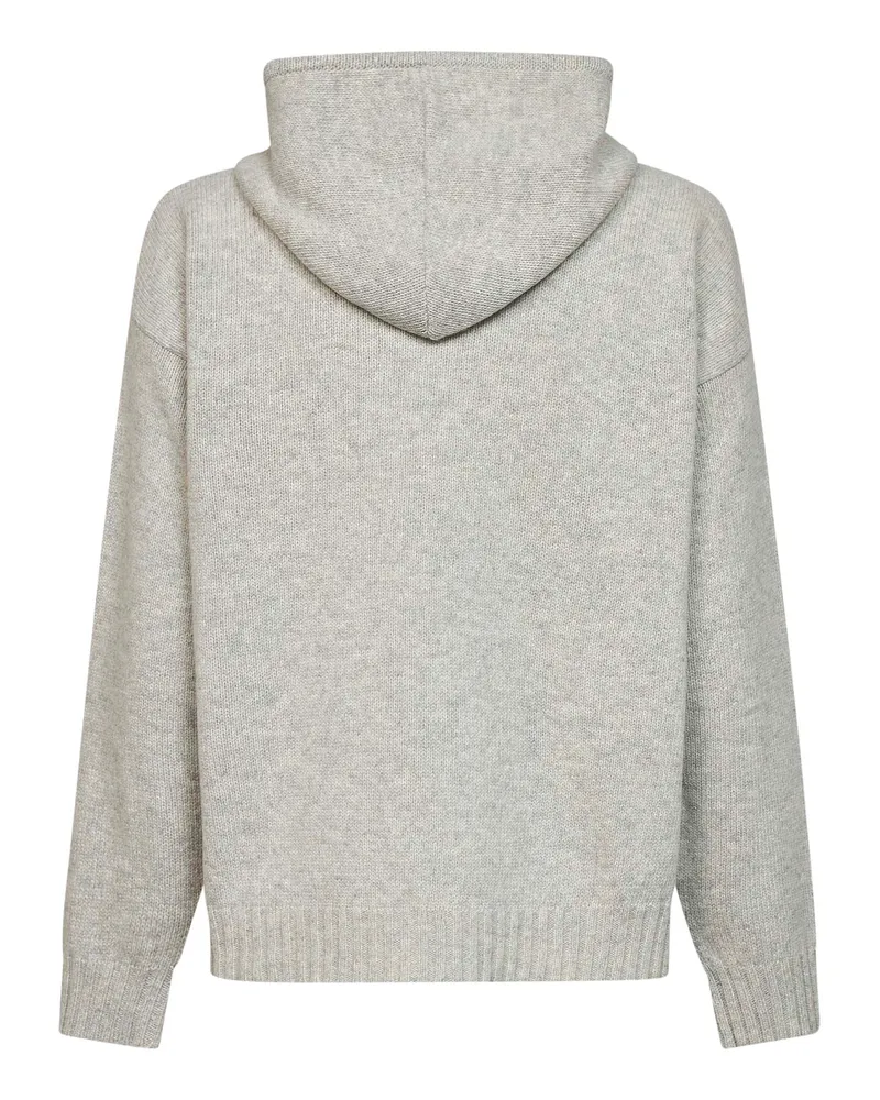 Maison Margiela Men's Knit Hoodie Melange Grey Wool Blend Black Knitwear Sweater Gray