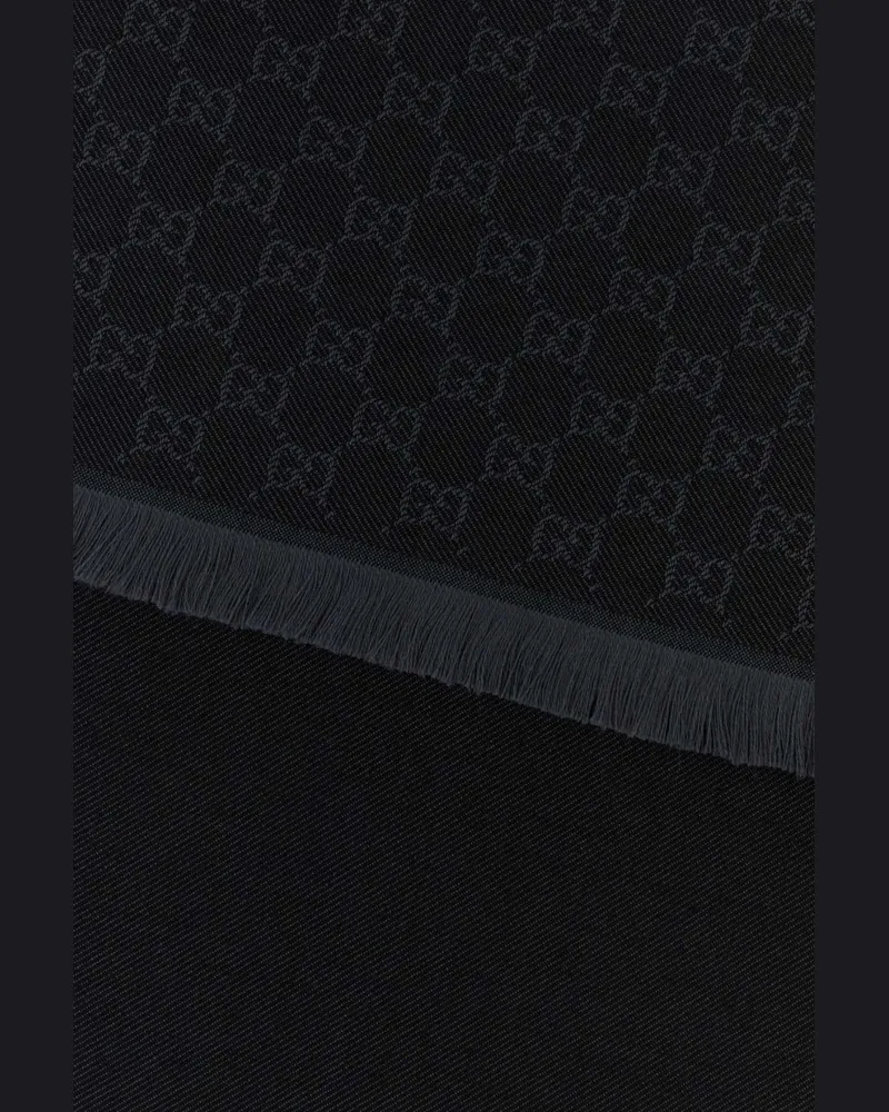 Gucci Women's Logo-Embroidered Wool Scarf Black Black