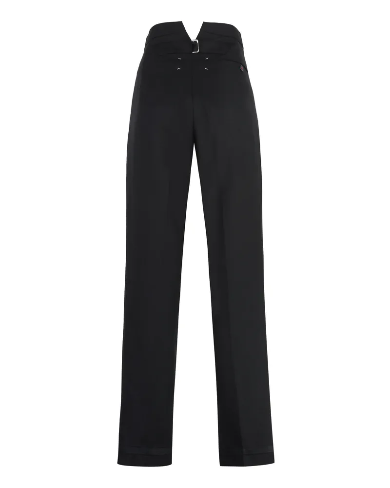 Maison Margiela Women's Wool Straight Trousers Black Black
