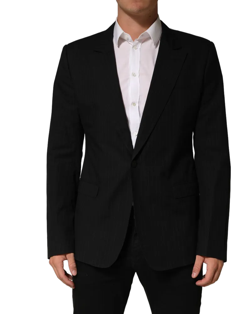 Dolce & Gabbana Pinstriped Cotton Blazer — Black Black