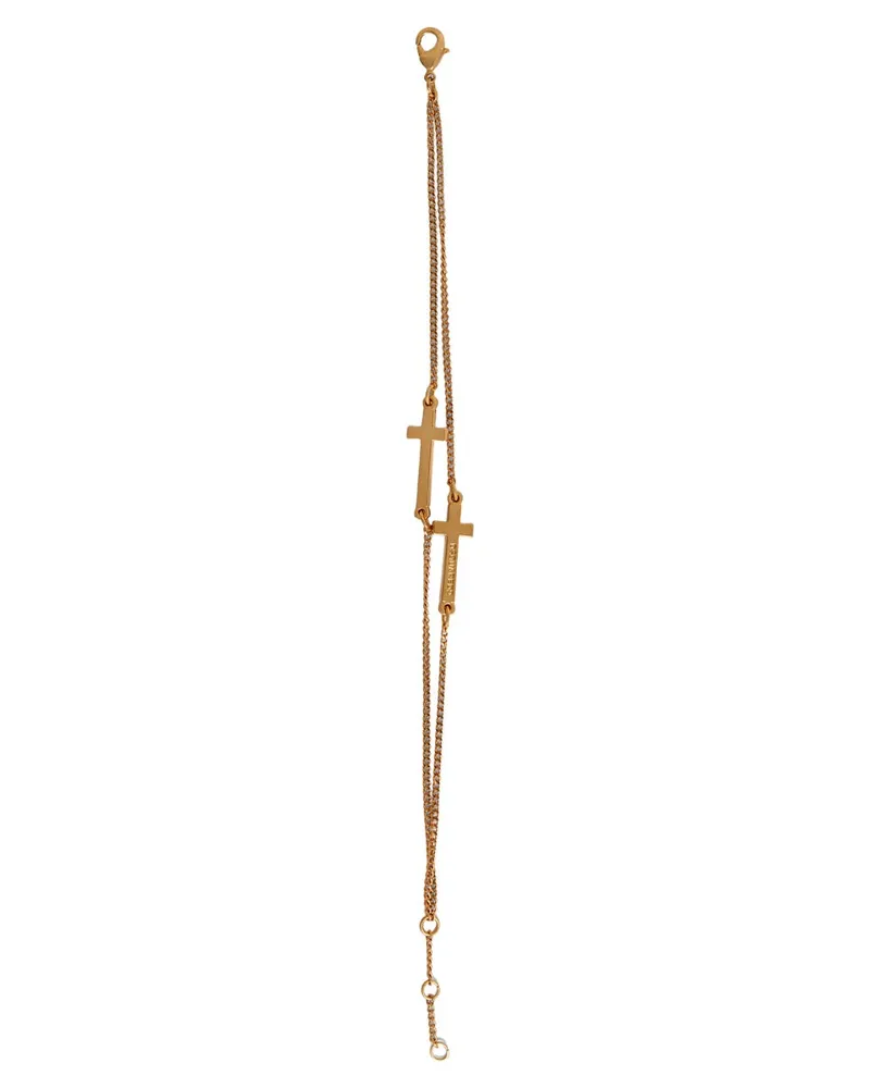 Dsquared2 Cross Pendant Brass Bracelet — Gold Gold