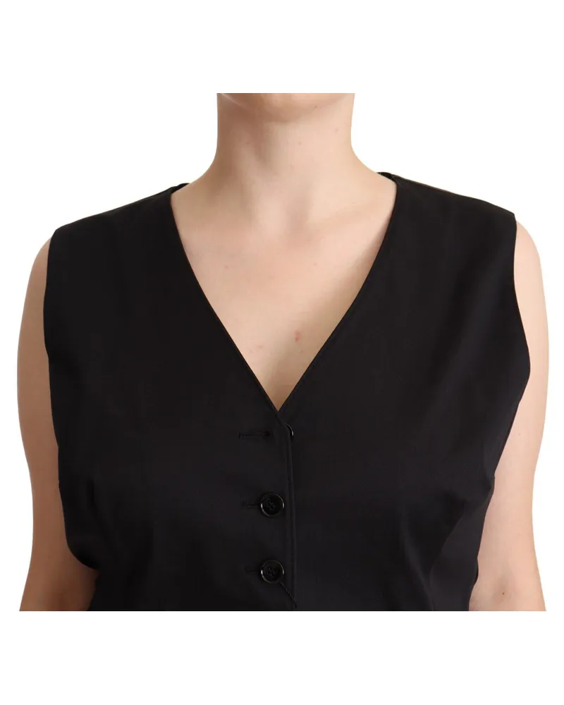 Dolce & Gabbana Button-Front Cotton Silk Vest — Black Black