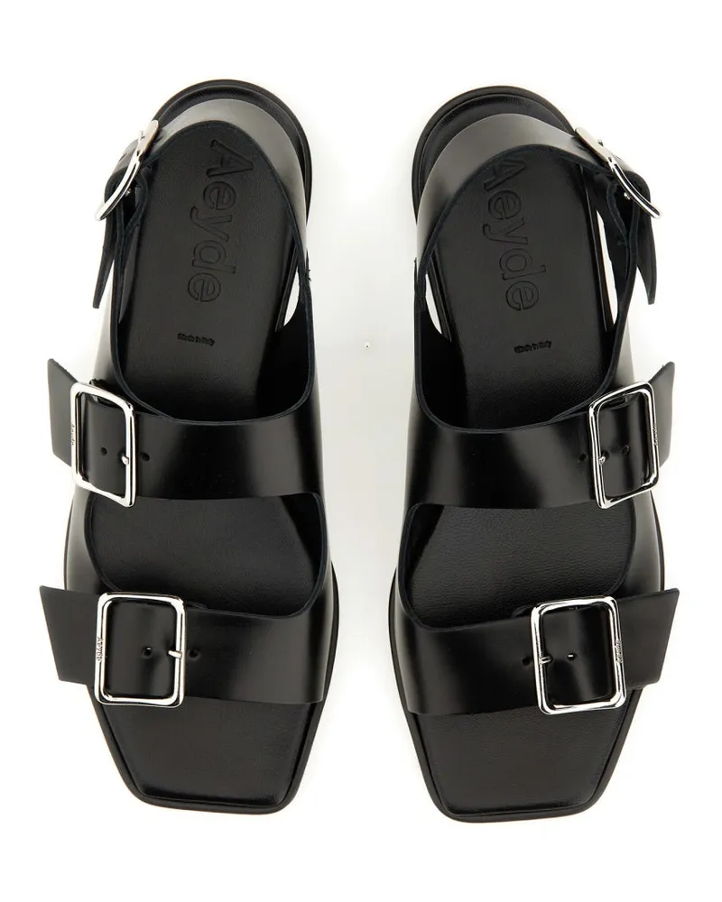 aeyde Calf Leather Sandal — Black Black