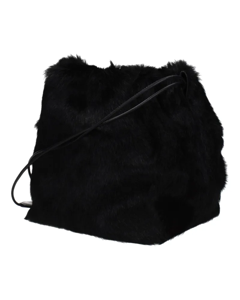 Jil Sander Women's Black Fur Shoulder Bag Black