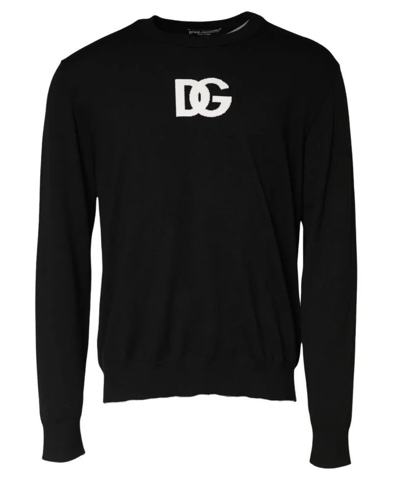 Dolce & Gabbana Logo-Embroidered Wool Sweater — Black Black