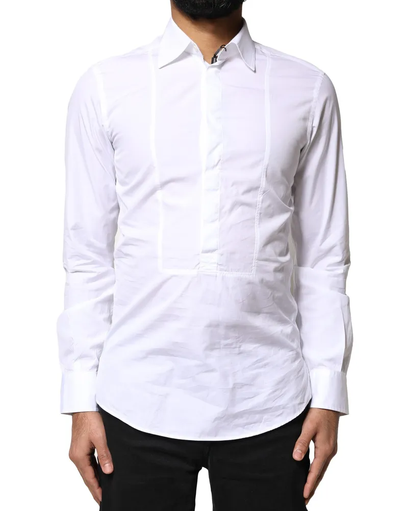 Dolce & Gabbana Men's White Cotton Long Sleeves Formal Dress Shirt White