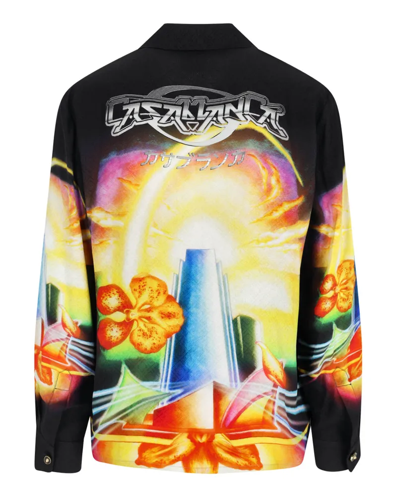 Casablanca Paris Men Shirts Multicolour Silk Black