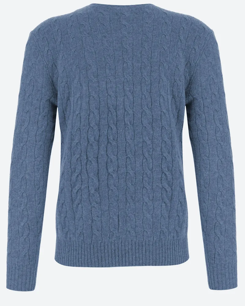 Ralph Lauren Cable-Knit Wool and Cashmere Sweater — Blue Blue