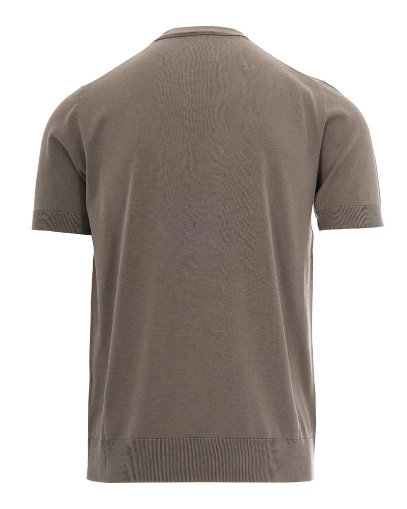 Paolo Pecora Milano Men's T-Shirt Knit Taupe Neutral Tones Silk T-Shirts And Polos Gray