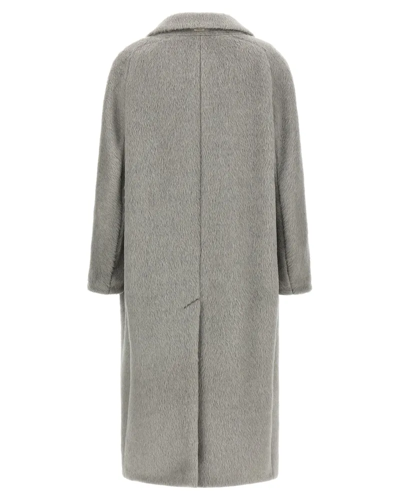 Max Mara Women's Gray Alpaca Leather Coat Clothing Gray