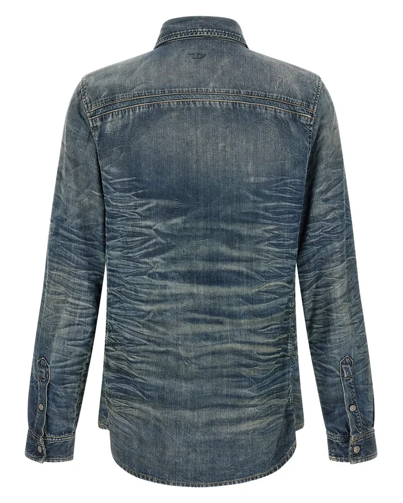 Diesel Wrinkled Denim Shirt — Blue Blue