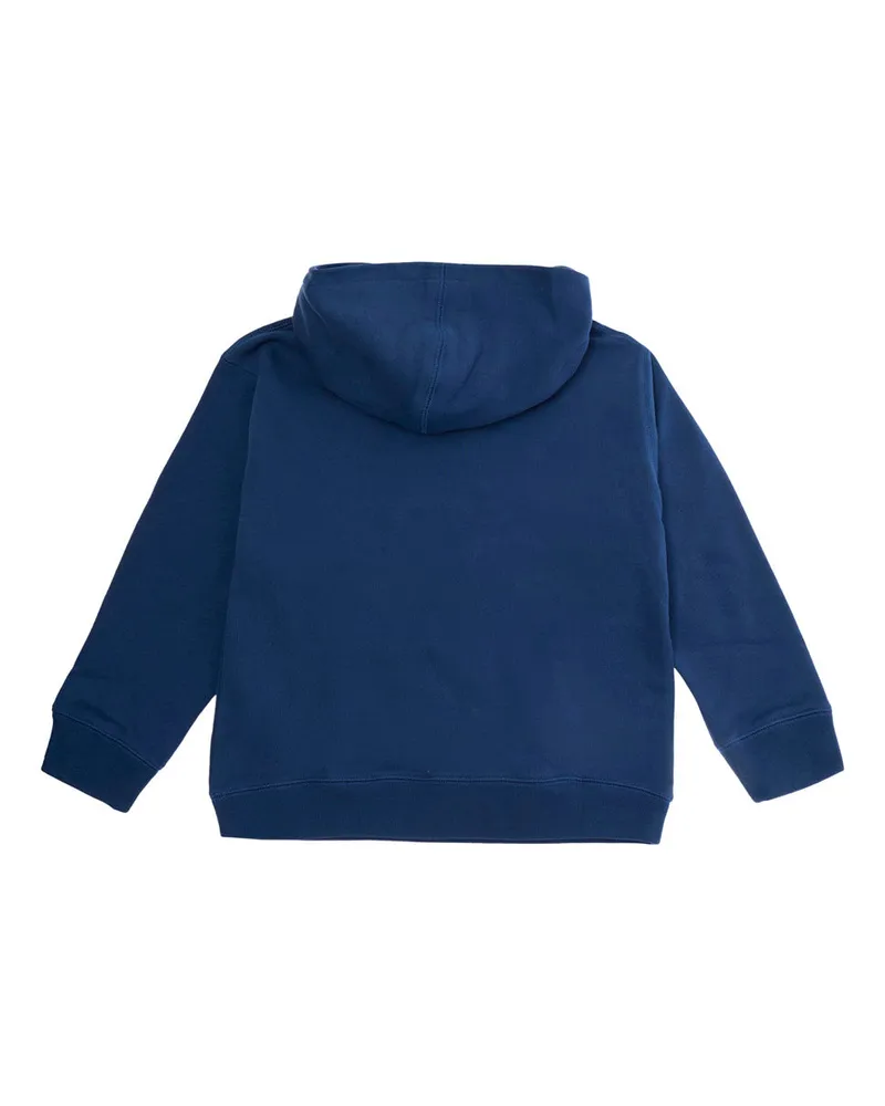 Gucci Logo-Embroidered Cotton Hoodie — Blue Blue
