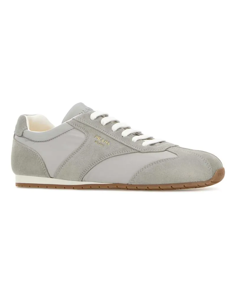 Prada Men's Grey Suede And Fabric Sneakers Nube Gray