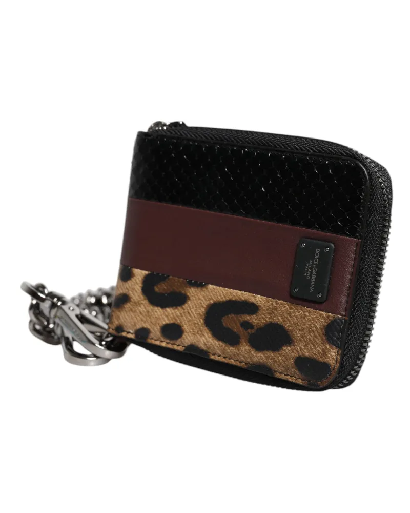 Dolce & Gabbana Women's Multicolor Leopard Leather Dg Bifold Card Holder Wallet Multicolor