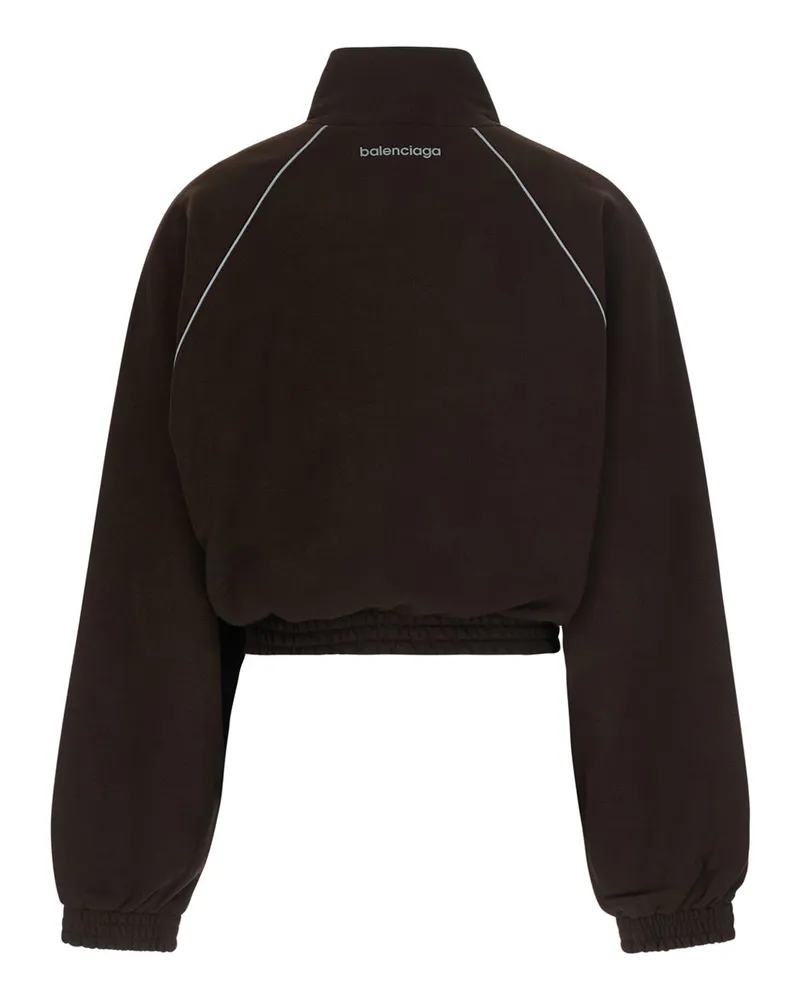 Balenciaga Women Cropped Sweatshirt Brown Cotton Sweatshirts Sweater Brown