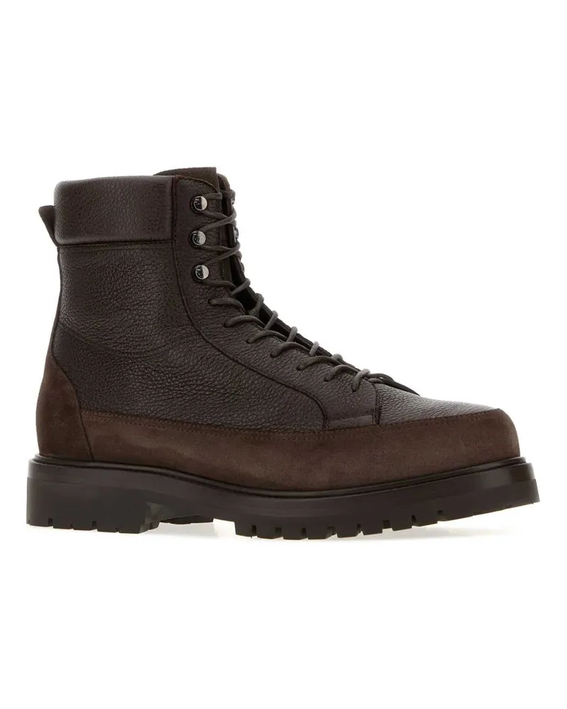 Brunello Cucinelli Men's Brown Leather And Suede Ankle Boots Col80 Stivali Brown