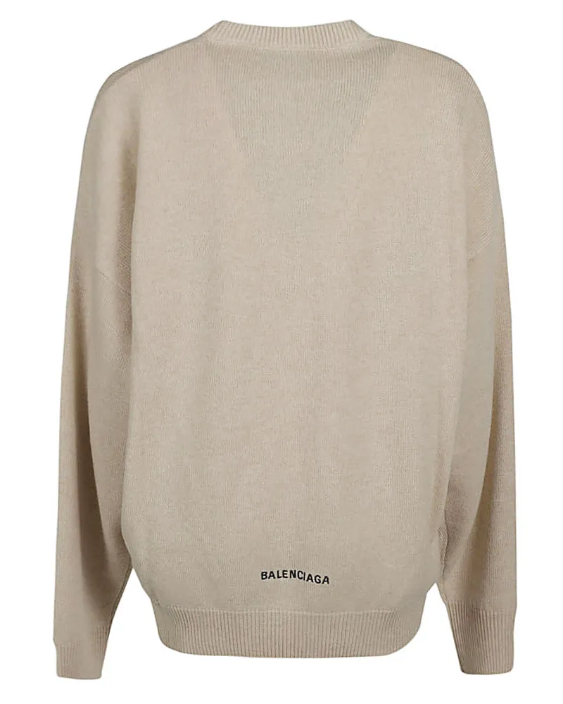 Balenciaga Wool Blend Crewneck Sweater — Beige Beige