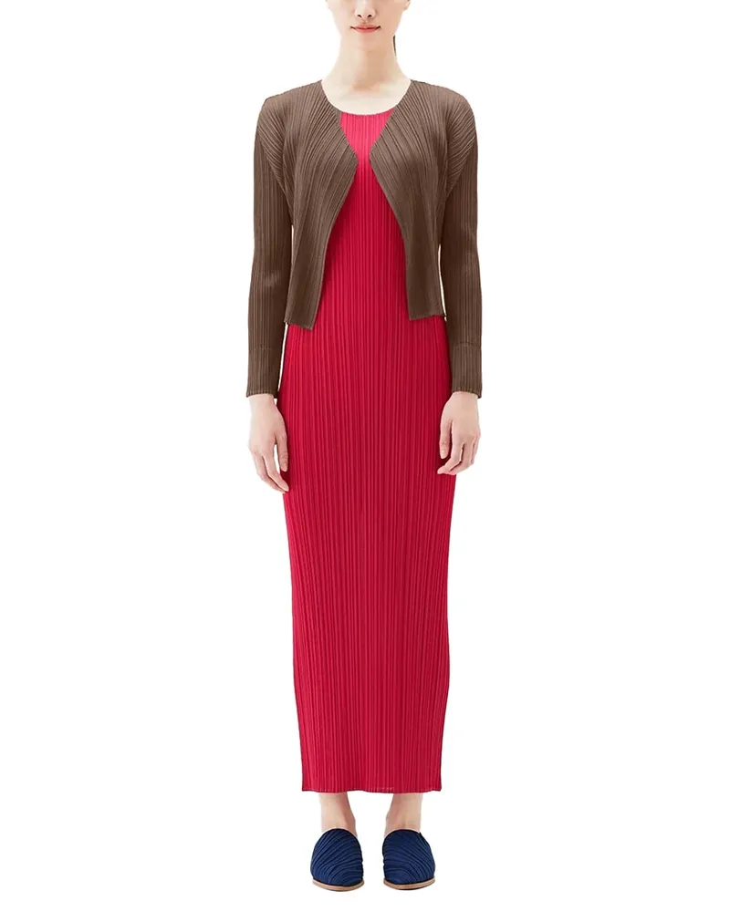 Issey Miyake Pleats Please Cardigan — Brown Brown