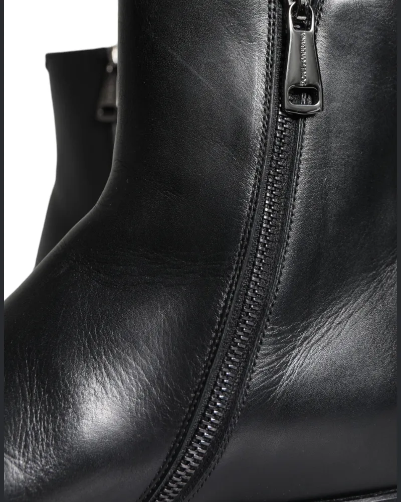 Dolce & Gabbana Black Calf Leather Men Ankle Boots Shoes Black