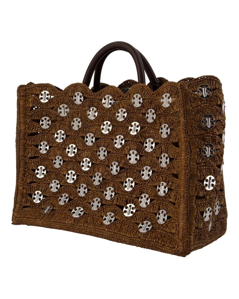 Paco Rabanne Women's Shopper Bag -  Raffia Brown Totes-Shopping-Bags Brown