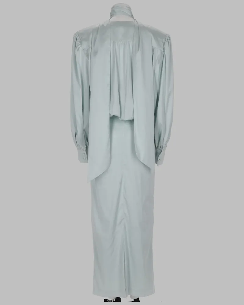 ROTATE Birger Christensen Recycled Polyester Satin Midi Dress — Green 