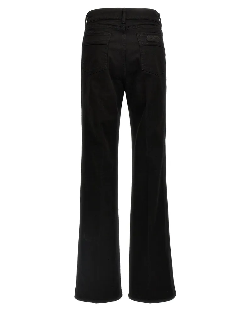 Tom Ford Stretch Twill Wide Flare Jeans — Black Black