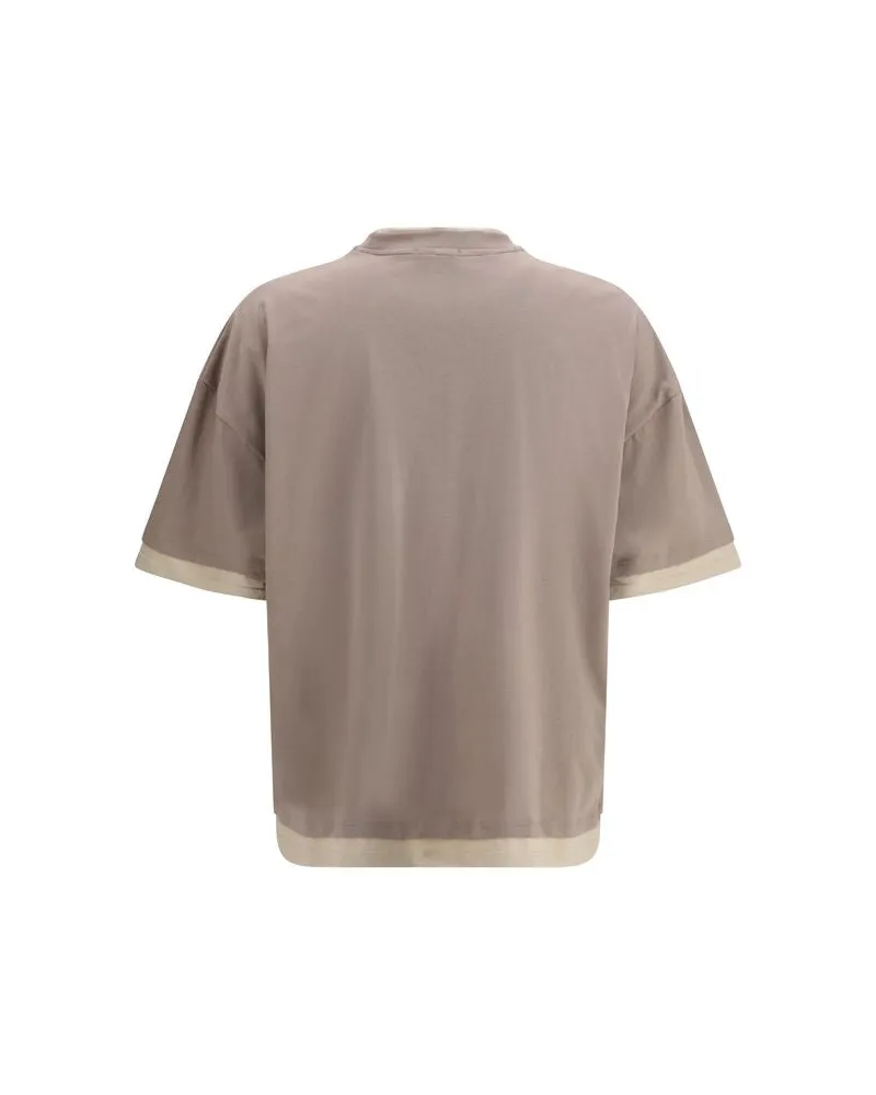 GCDS Men's Brown Cotton T-Shirt Brown