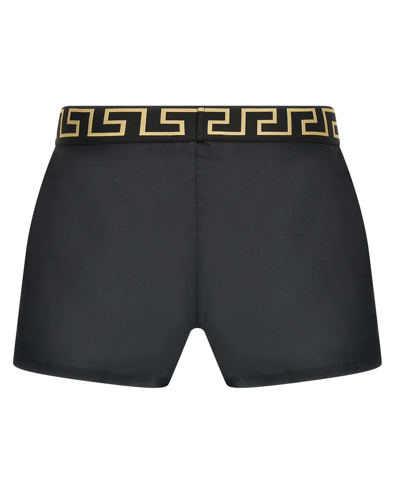 Versace Greca-Waistband Nylon Swim Shorts — Black Black