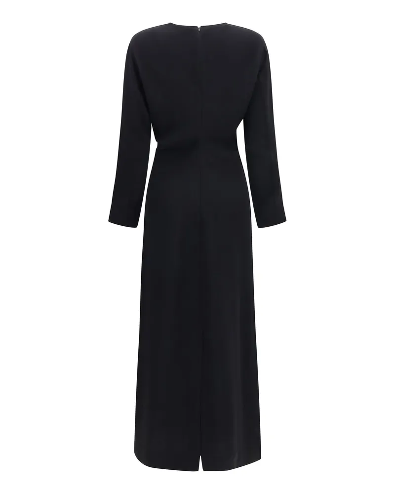 Totême Women's Long-Sleeve Low-Waist Dress, Black Viscose Black