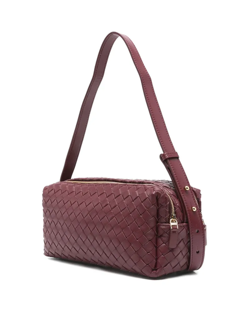 Elleme Women's Shoulder Bag Trousse Woven Red Leather Calf Burgundy