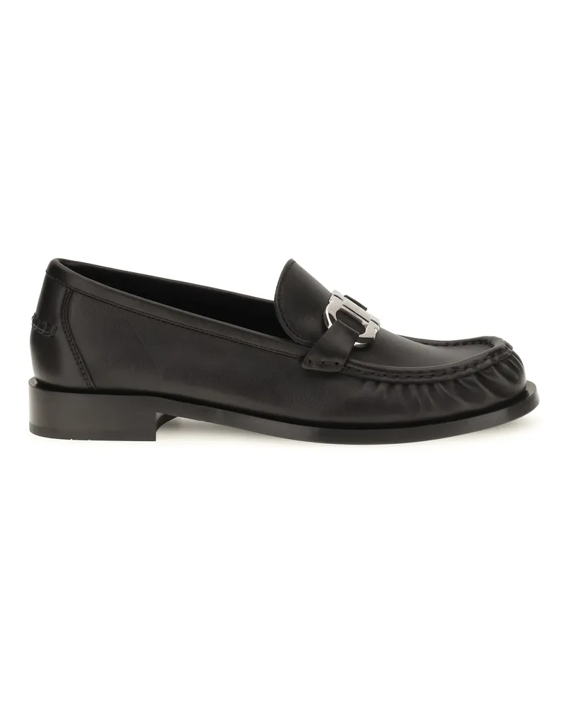 Ferragamo Women's Leather Loafers Black Calf Black