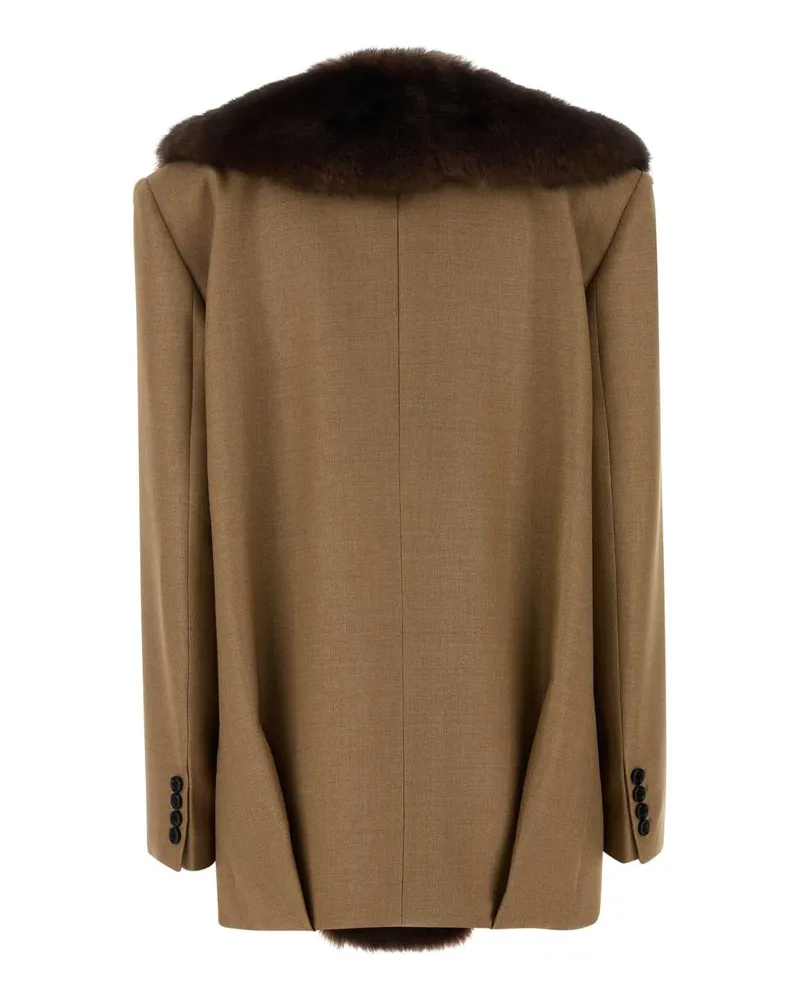 Valentino Garavani Fur-Collar Wool Blazer Cammello