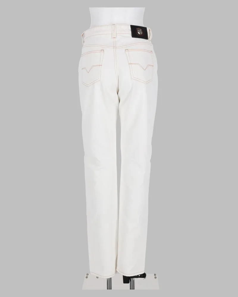 Versace Logo-Embellished High-Waist Jeans — White White