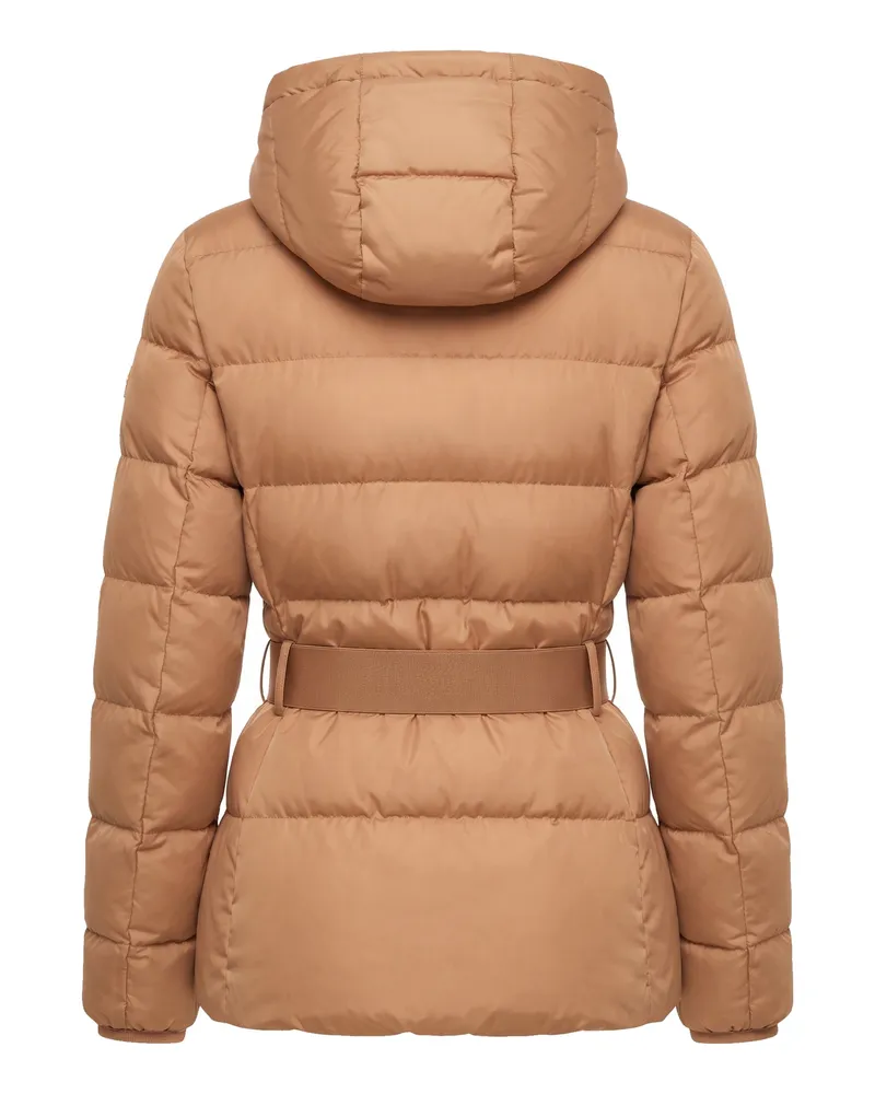 Elisabetta Franchi Belted Puffer Down Jacket — Beige Beige