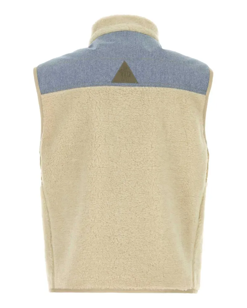 Moncler Men's Sand Teddy Fabric Sleeveless Jacket 20n Giubbini Beige