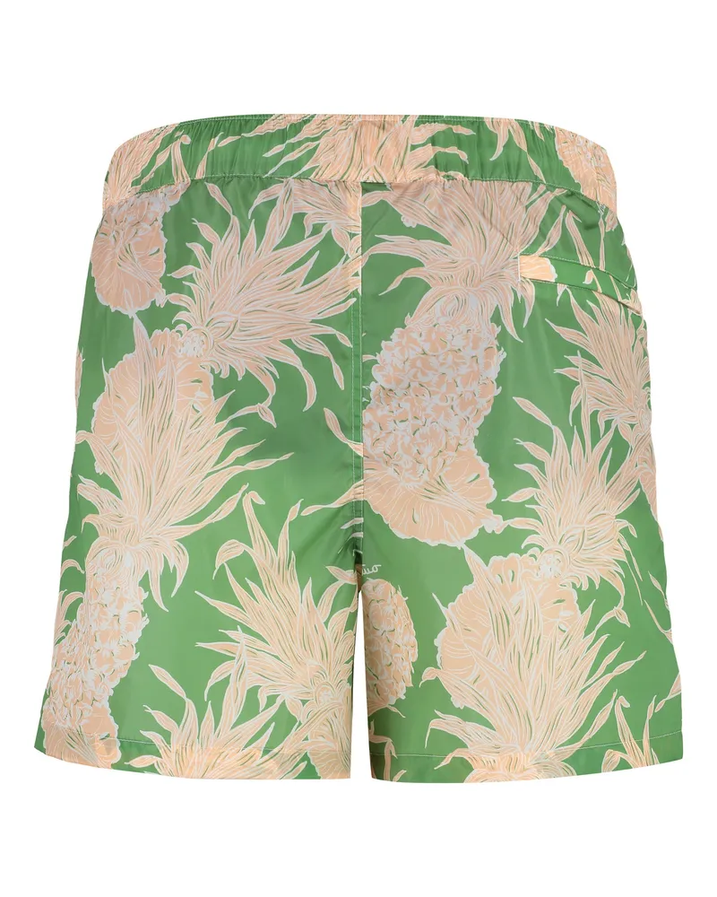 Valentino Garavani Men's Pineapple Print Swim Shorts Polyamide Beachwear Sea Clothing Green