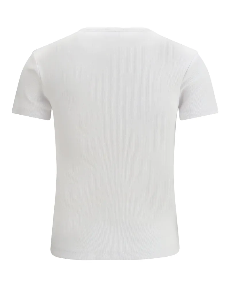 OFF-WHITE Women's Off Stamp Rib Basic T-Shirt White-Black Cotton; Elastane T-Shirts And Polos White