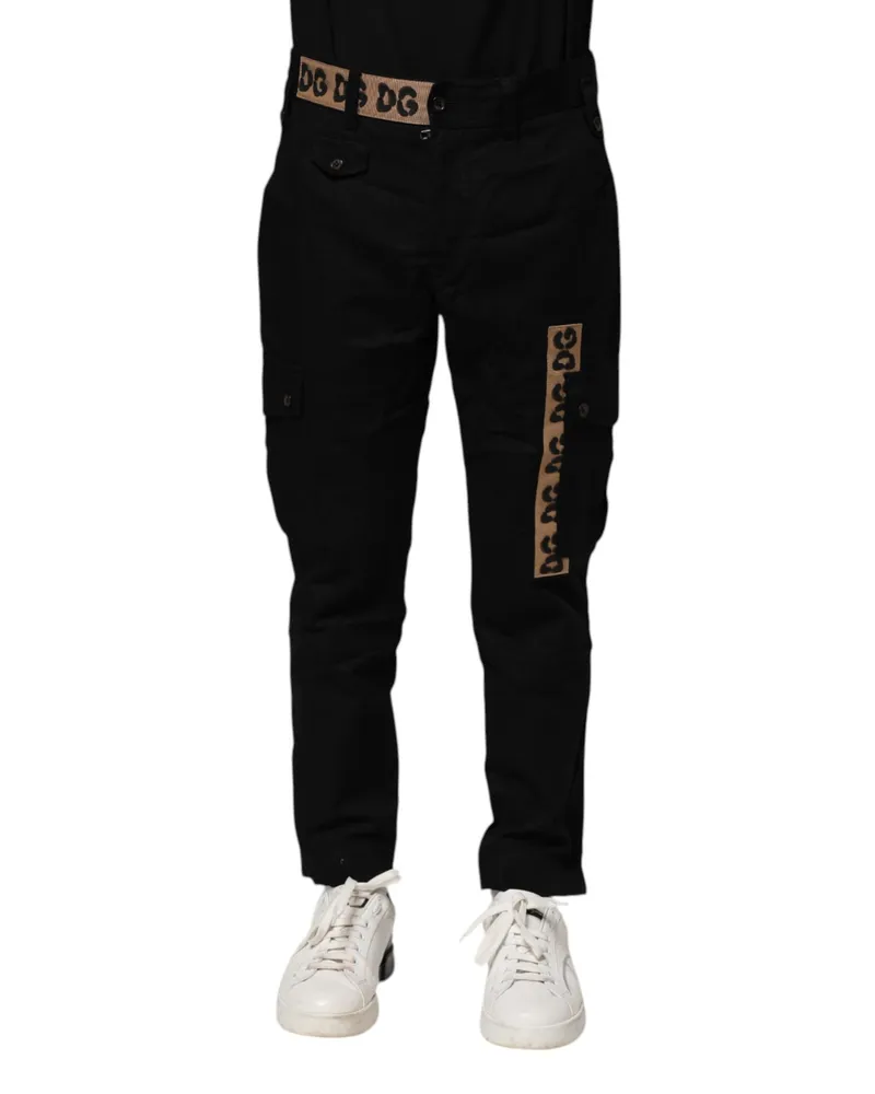 Dolce & Gabbana Men's Black Cotton Cargo Casual Pants Elastane Black