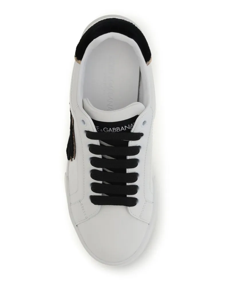 Dolce & Gabbana Calf Leather Logo Sneaker — White White