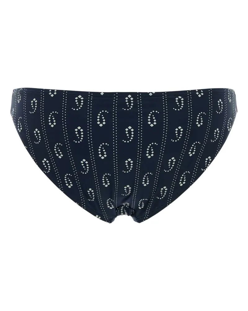 Tory Burch Women Printed Stretch Nylon Bikini Bottom 401 Costumi Da Bagno Swimwear Navy