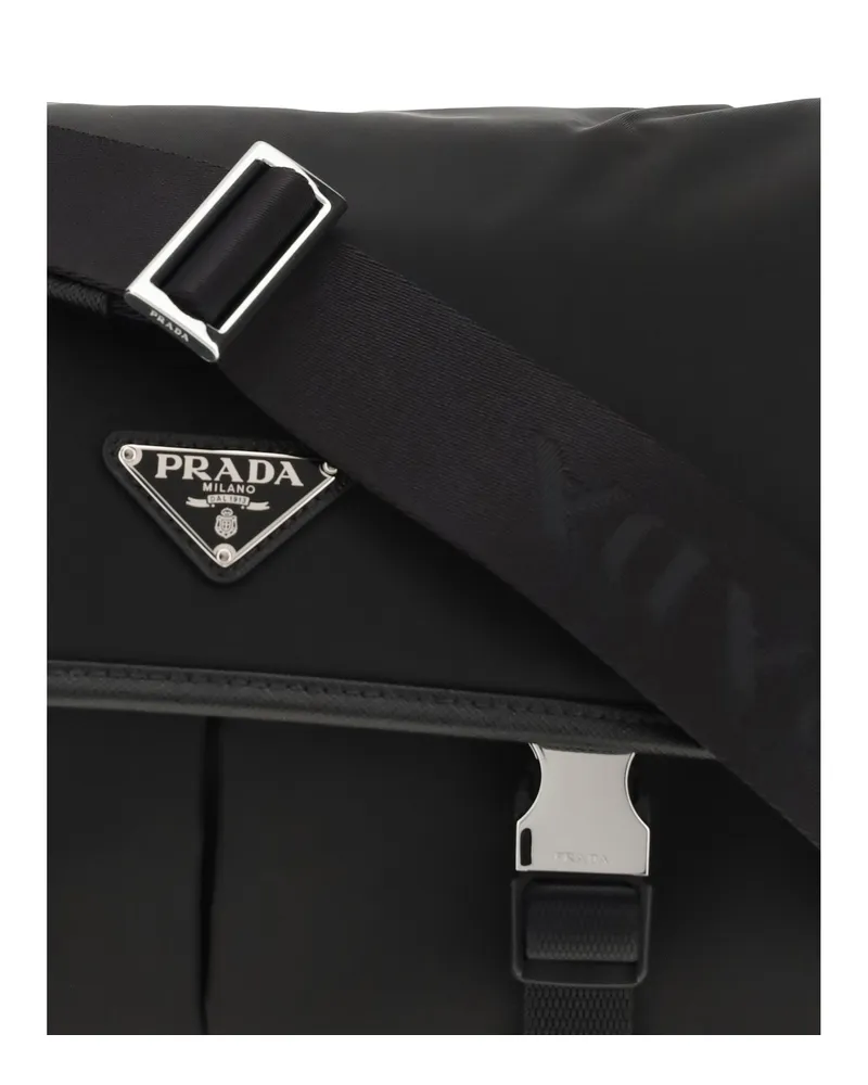 Prada Men's Shoulder Bag Re-Nylon Saffiano Black General Polyamide Black