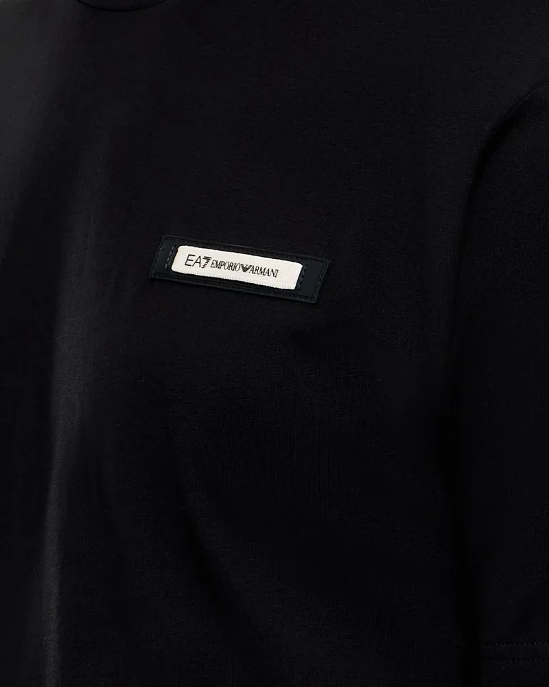 EA7 Men's T-Shirt Logo Series Black Cotton T-Shirts And Polos 